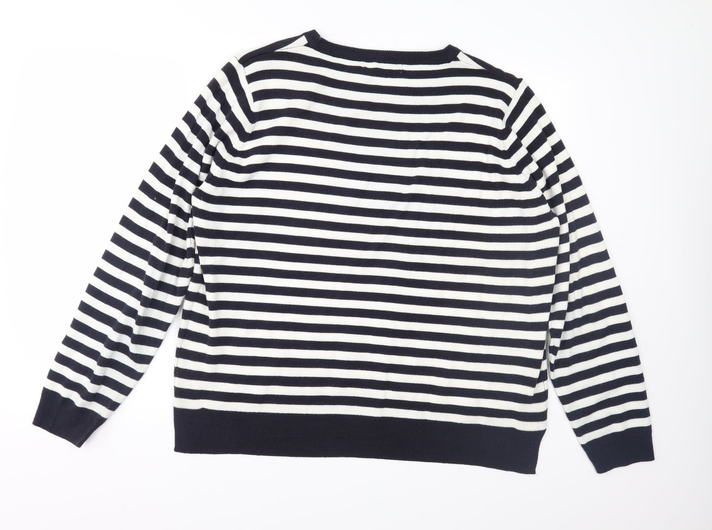 Marks and Spencer Womens Blue Striped Knit Pullover Jumper Size 20