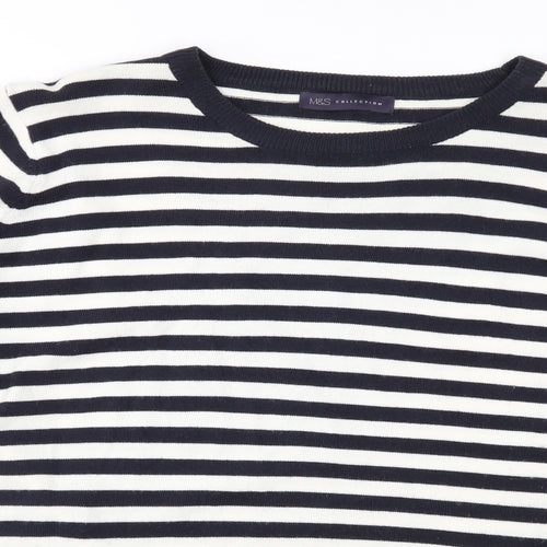 Marks and Spencer Womens Blue Striped Knit Pullover Jumper Size 20