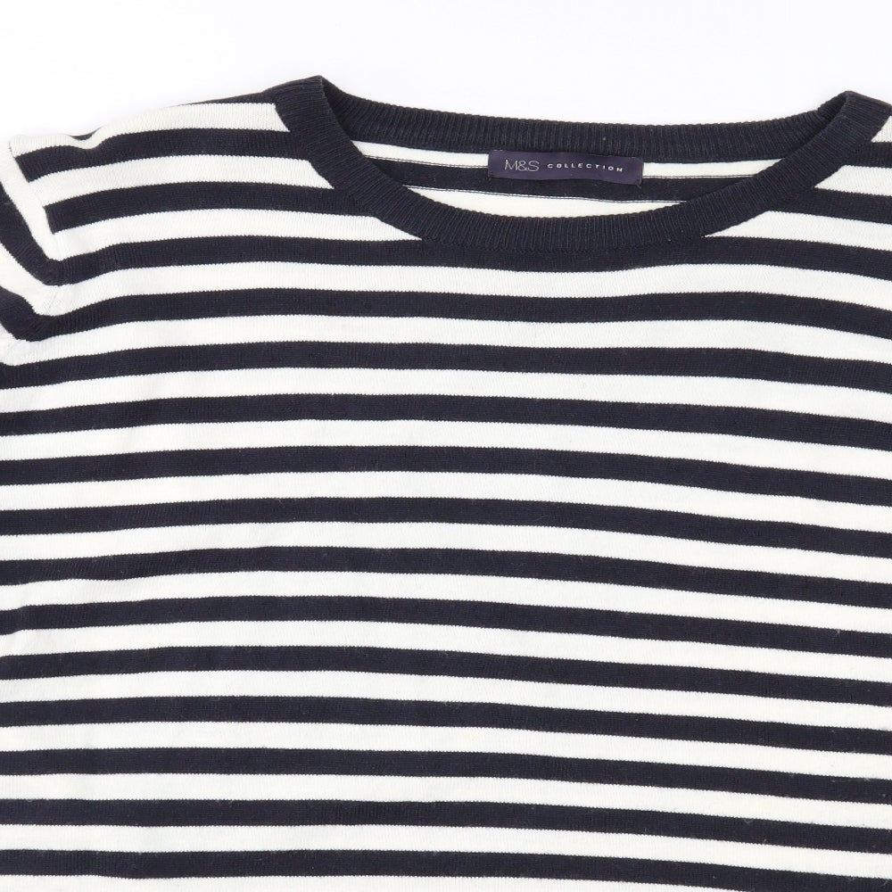 Marks and Spencer Womens Blue Striped Knit Pullover Jumper Size 20