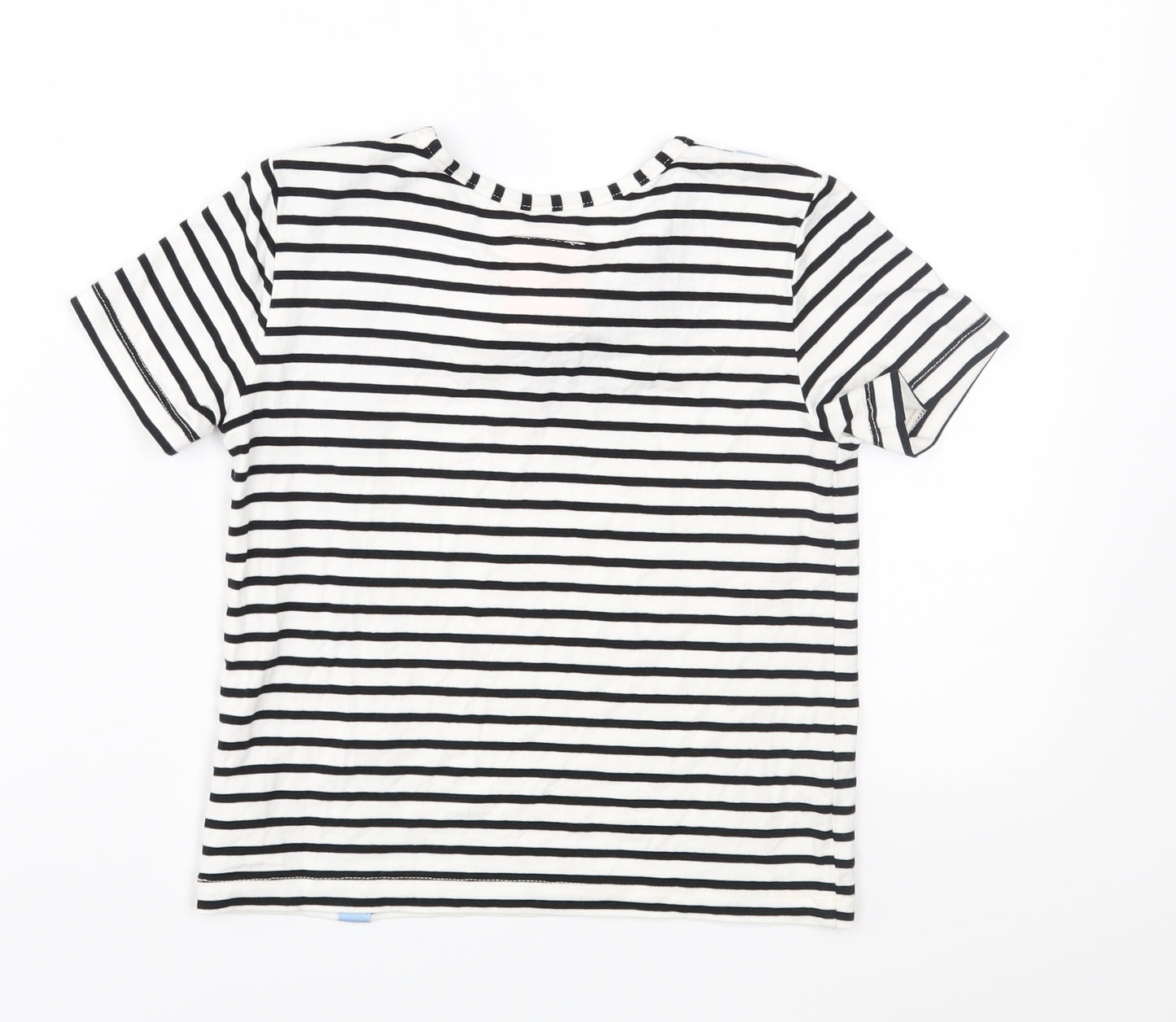 Wow Capow Girls White Striped Jersey Basic T-Shirt Size 4-5 Years
