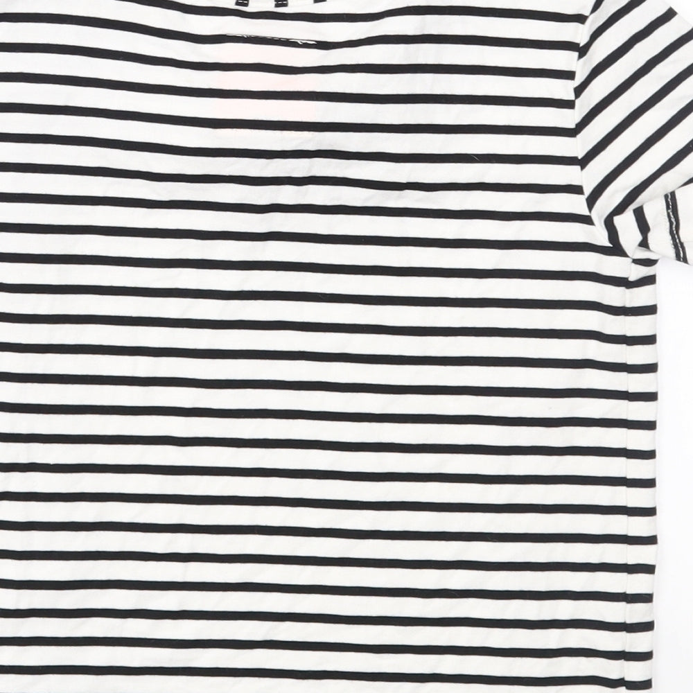 Wow Capow Girls White Striped Jersey Basic T-Shirt Size 4-5 Years