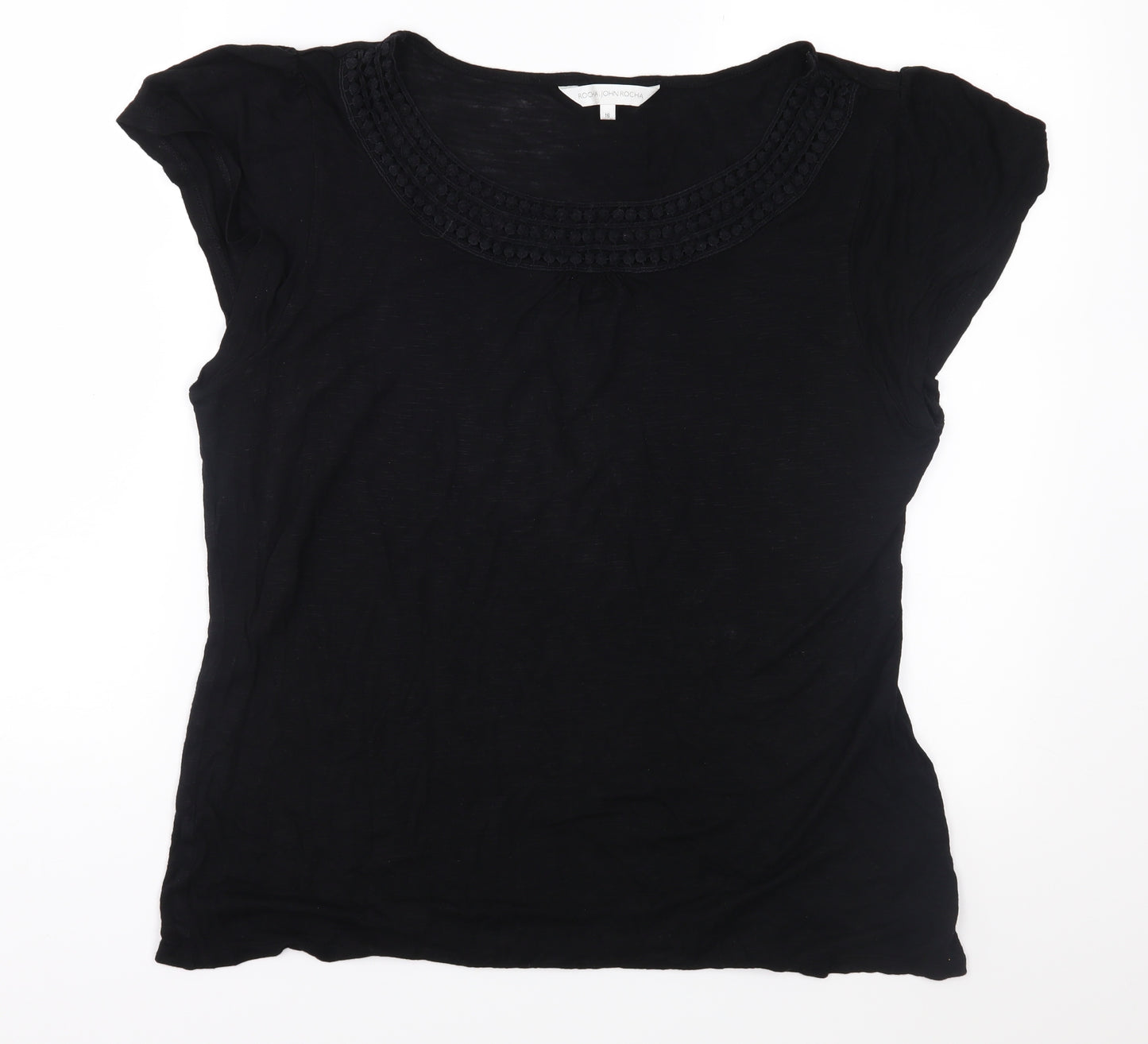 RJR.John Rocha Womens Black  Jersey Basic T-Shirt Size 16