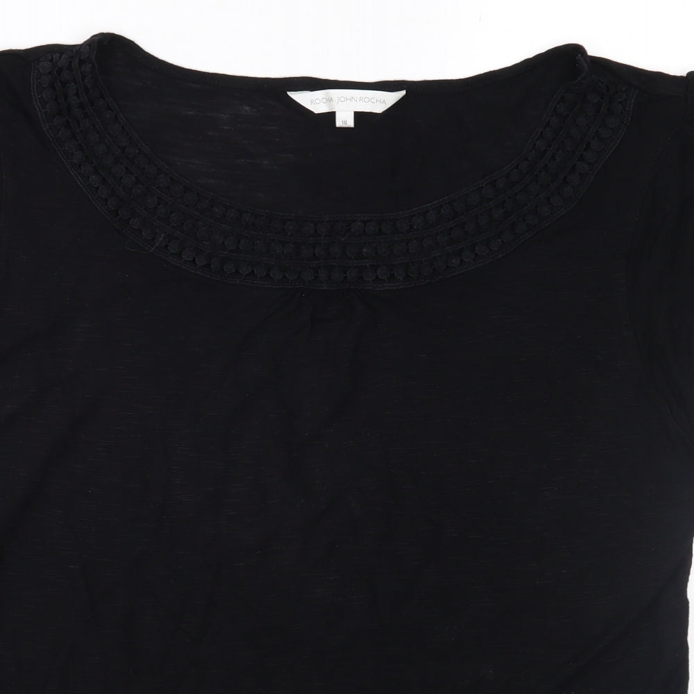 RJR.John Rocha Womens Black  Jersey Basic T-Shirt Size 16