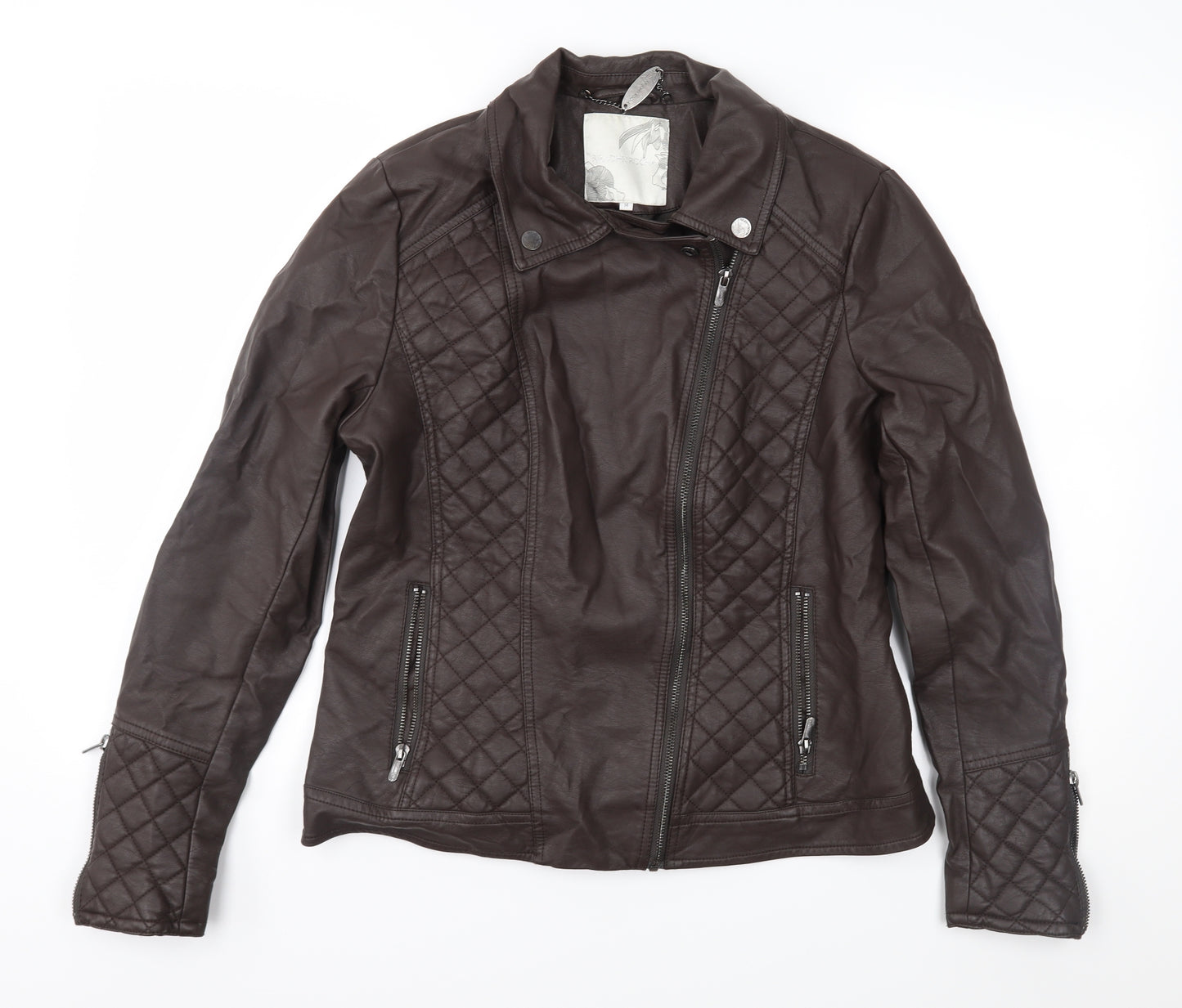 RJR.John Rocha Womens Brown   Biker Jacket Size 14