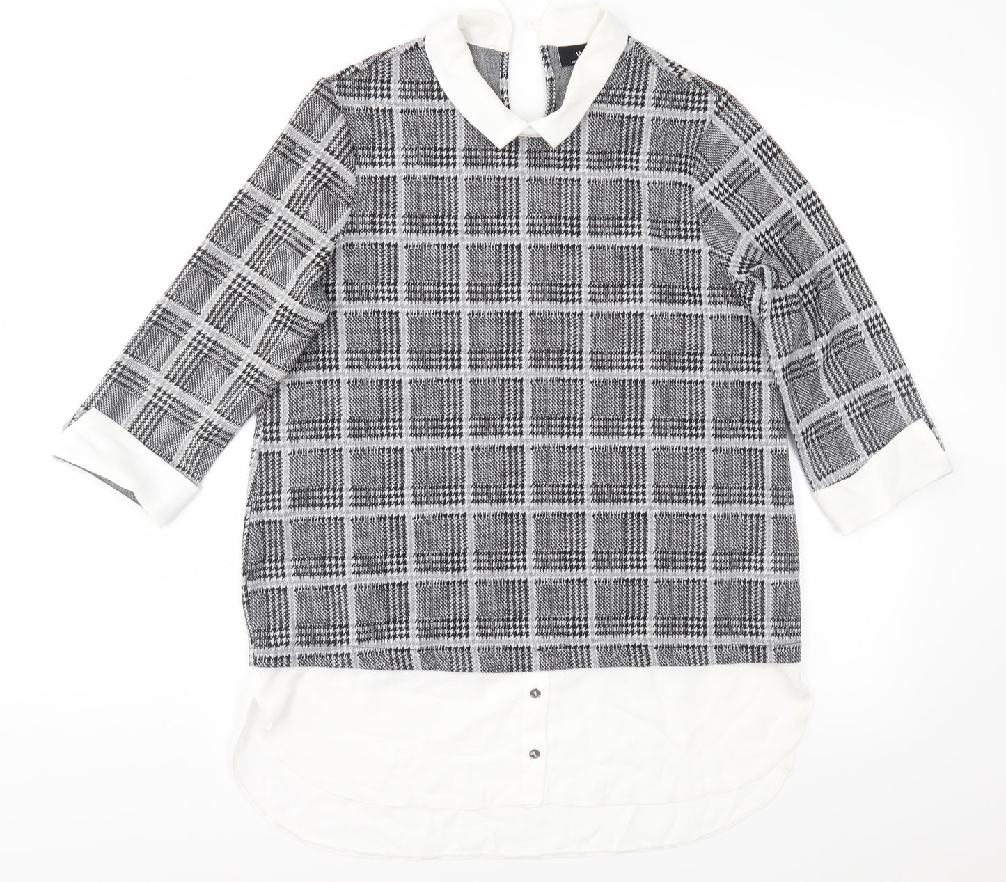 Wallis Womens Grey Check  Basic Blouse Size 12