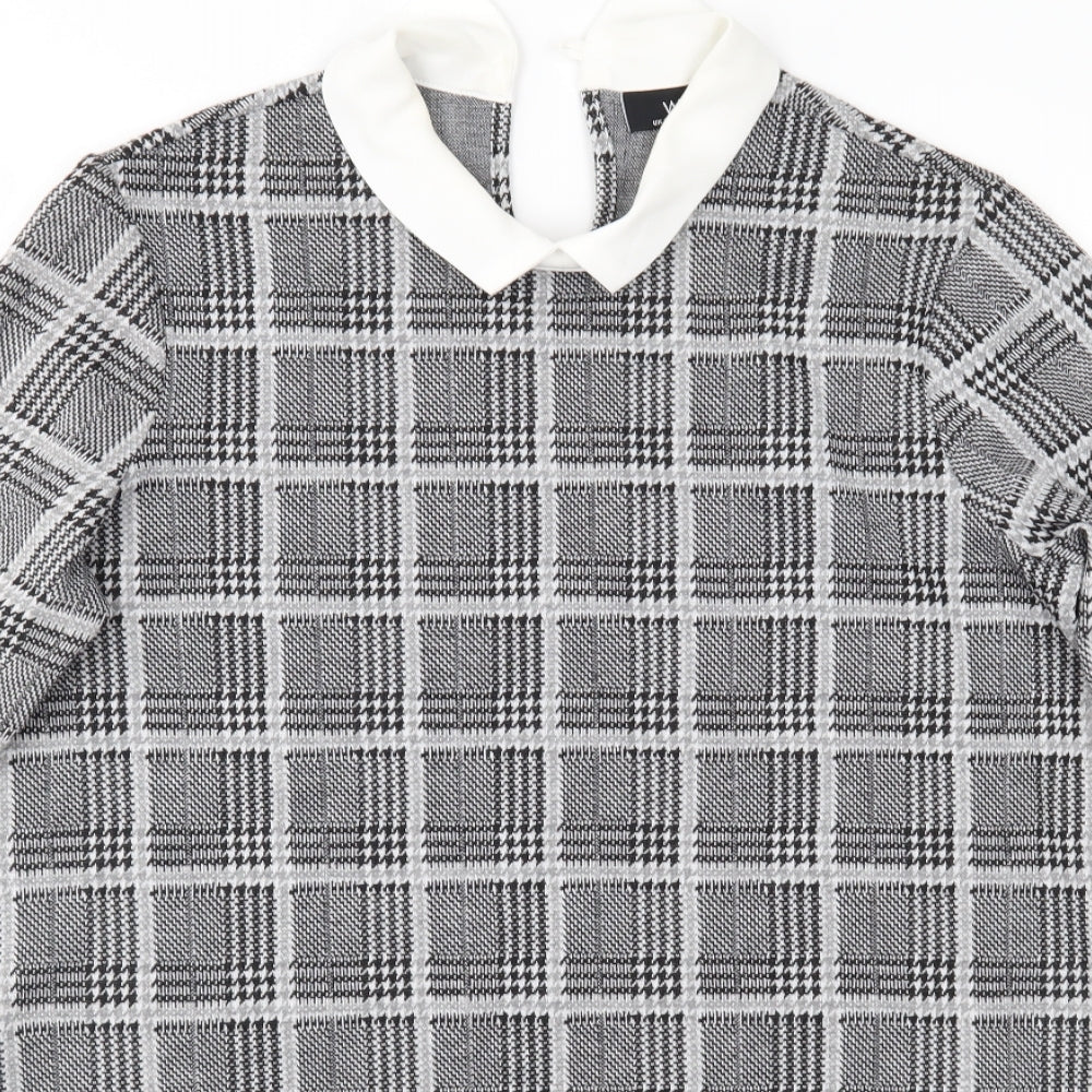 Wallis Womens Grey Check  Basic Blouse Size 12