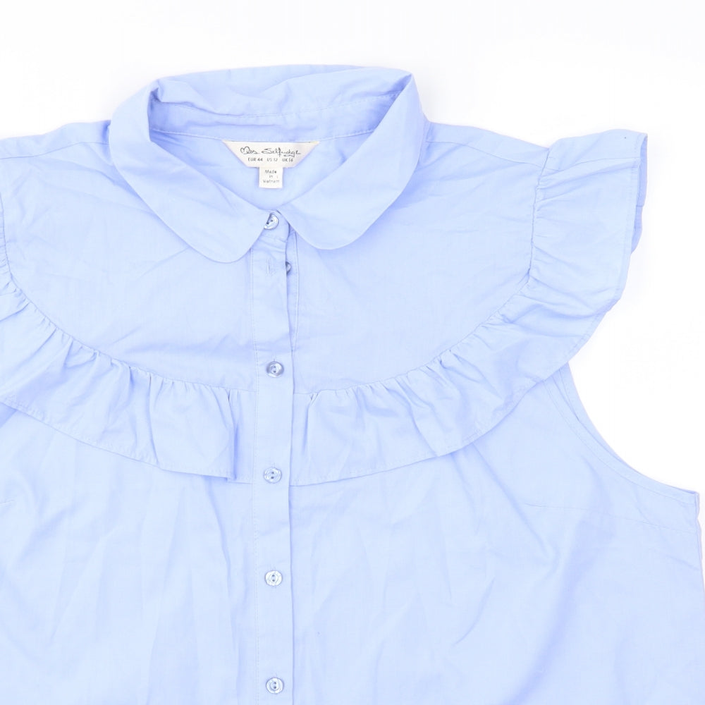 Miss Selfridge Womens Blue   Basic Button-Up Size 16