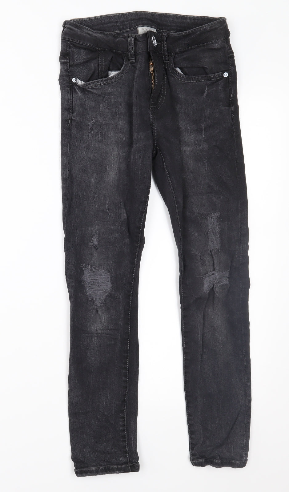 Zara Boys Black  Denim Skinny Jeans Size 12 Years - Distressed