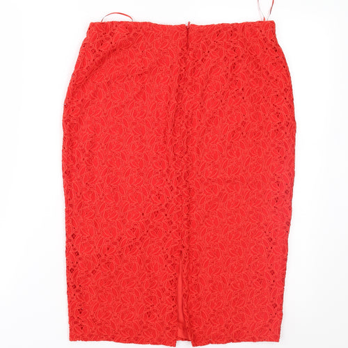Papaya Womens Red Floral Lace Straight & Pencil Skirt Size 12