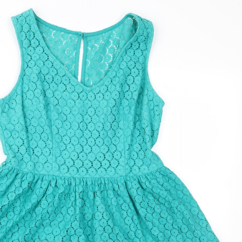 New Look Womens Green Floral  Fit & Flare  Size 10