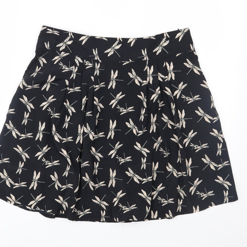 Preworn Womens Black Geometric  Flare Skirt Size 30 in