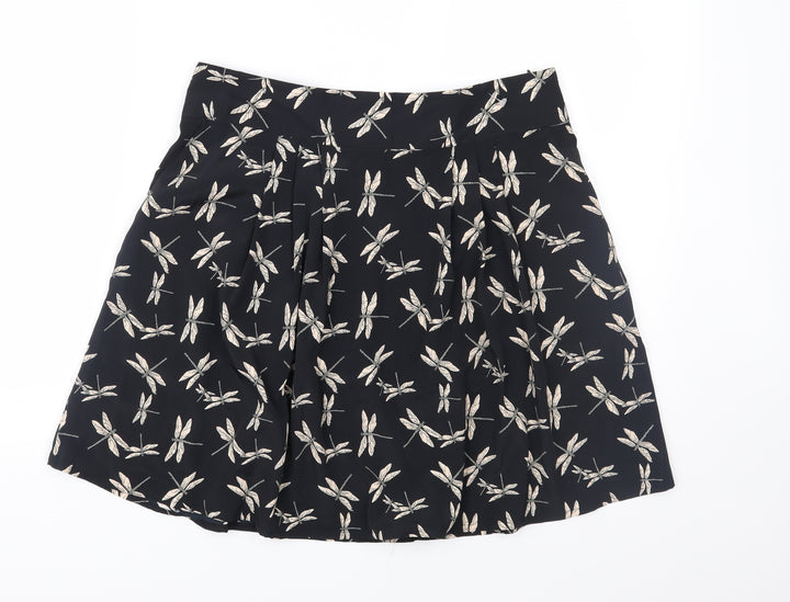 Preworn Womens Black Geometric Flare Skirt Size 30 in