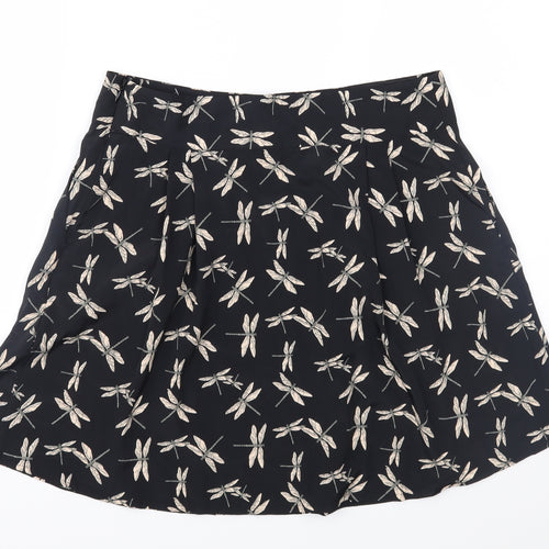 Preworn Womens Black Geometric  Flare Skirt Size 30 in