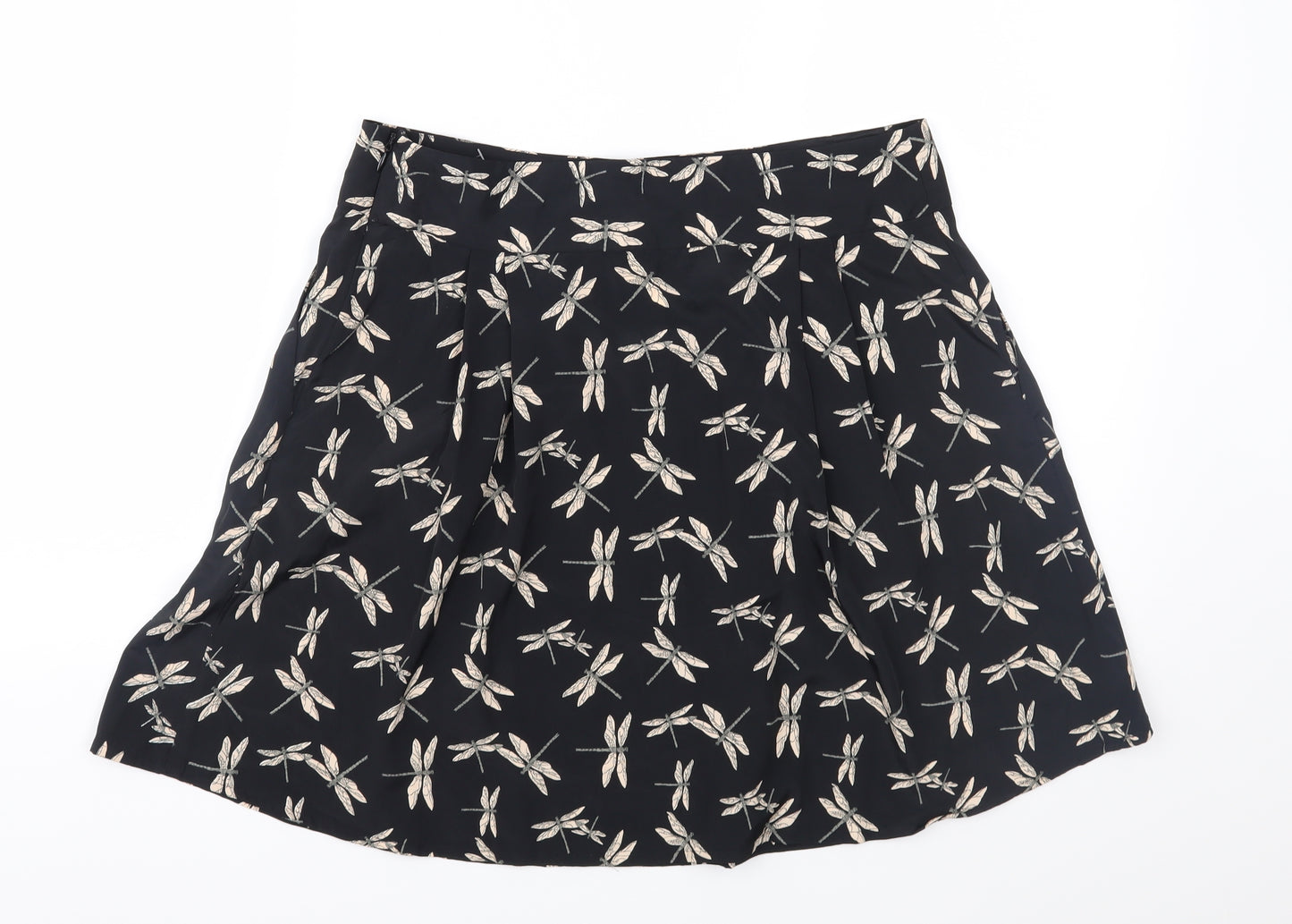 Preworn Womens Black Geometric  Flare Skirt Size 30 in