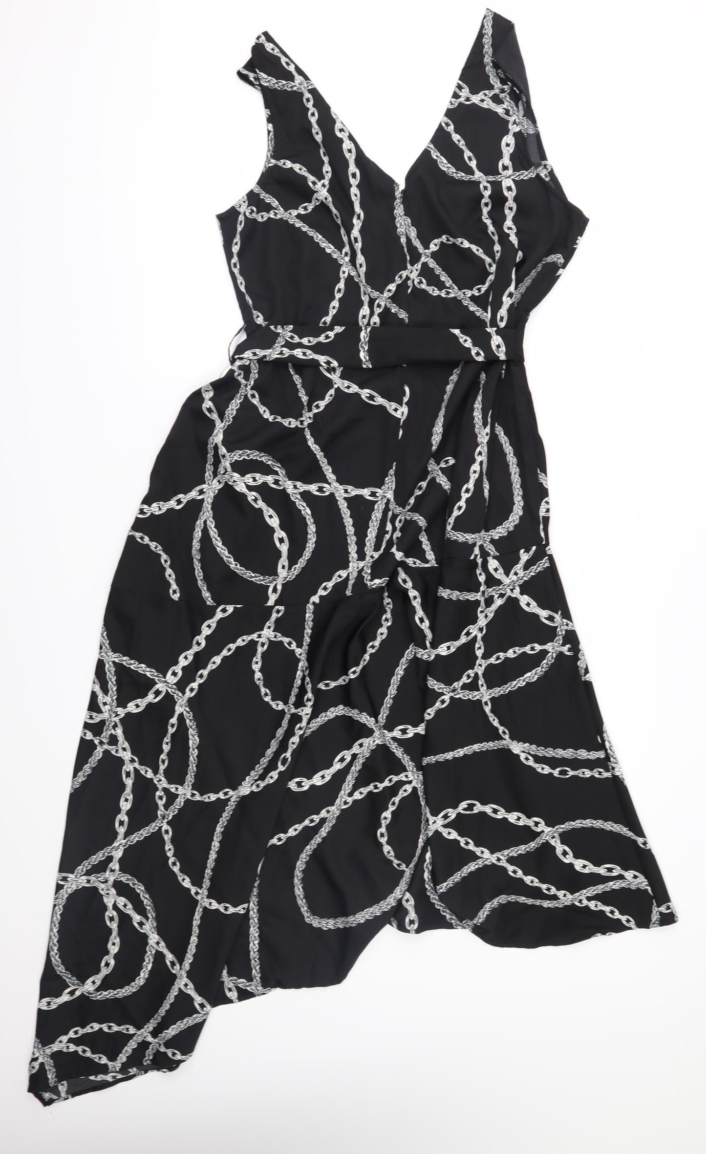 Simply Be Womens Black Geometric  Fit & Flare  Size 12