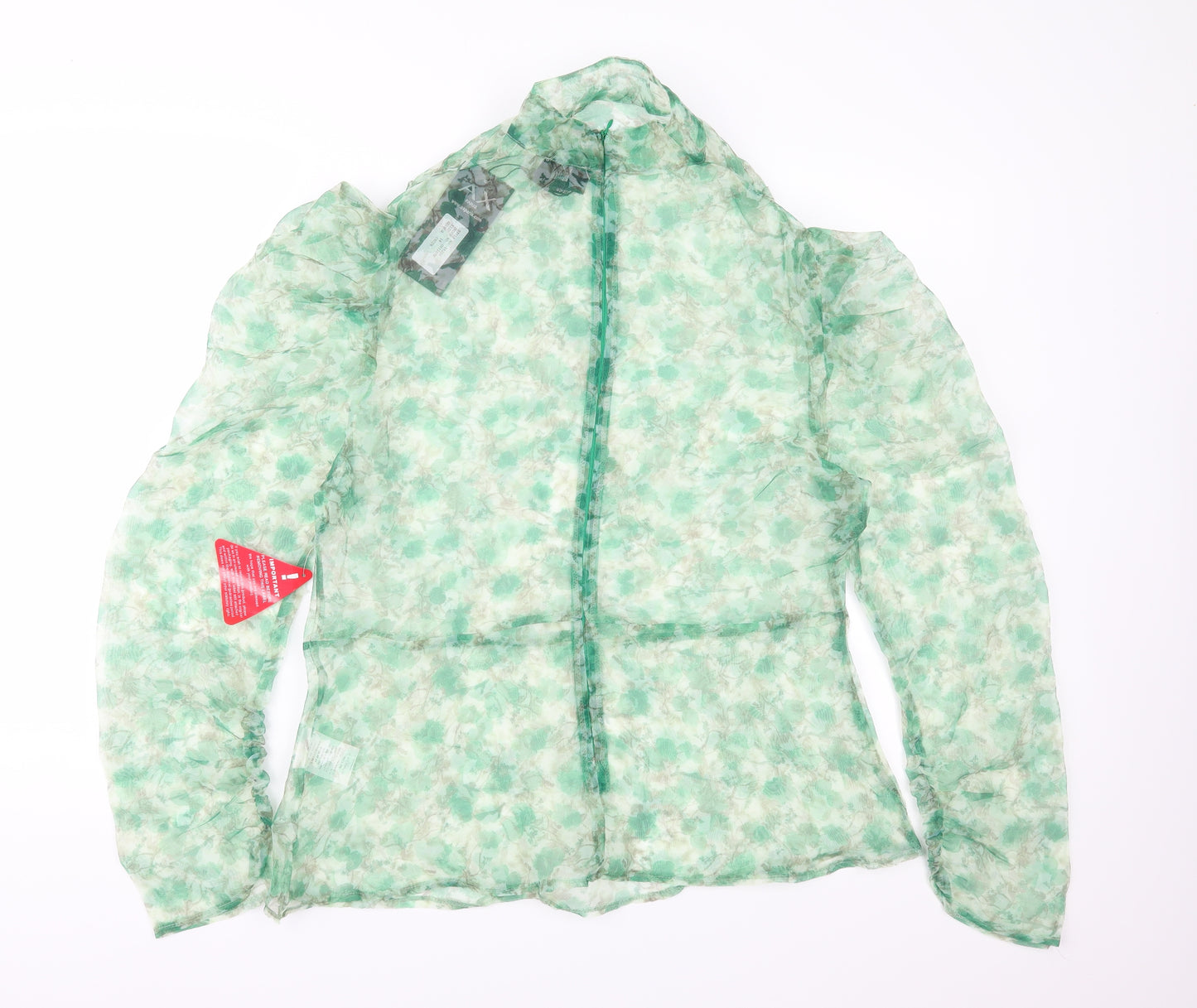 AX Paris Womens Green Floral Chiffon Basic Blouse Size 14