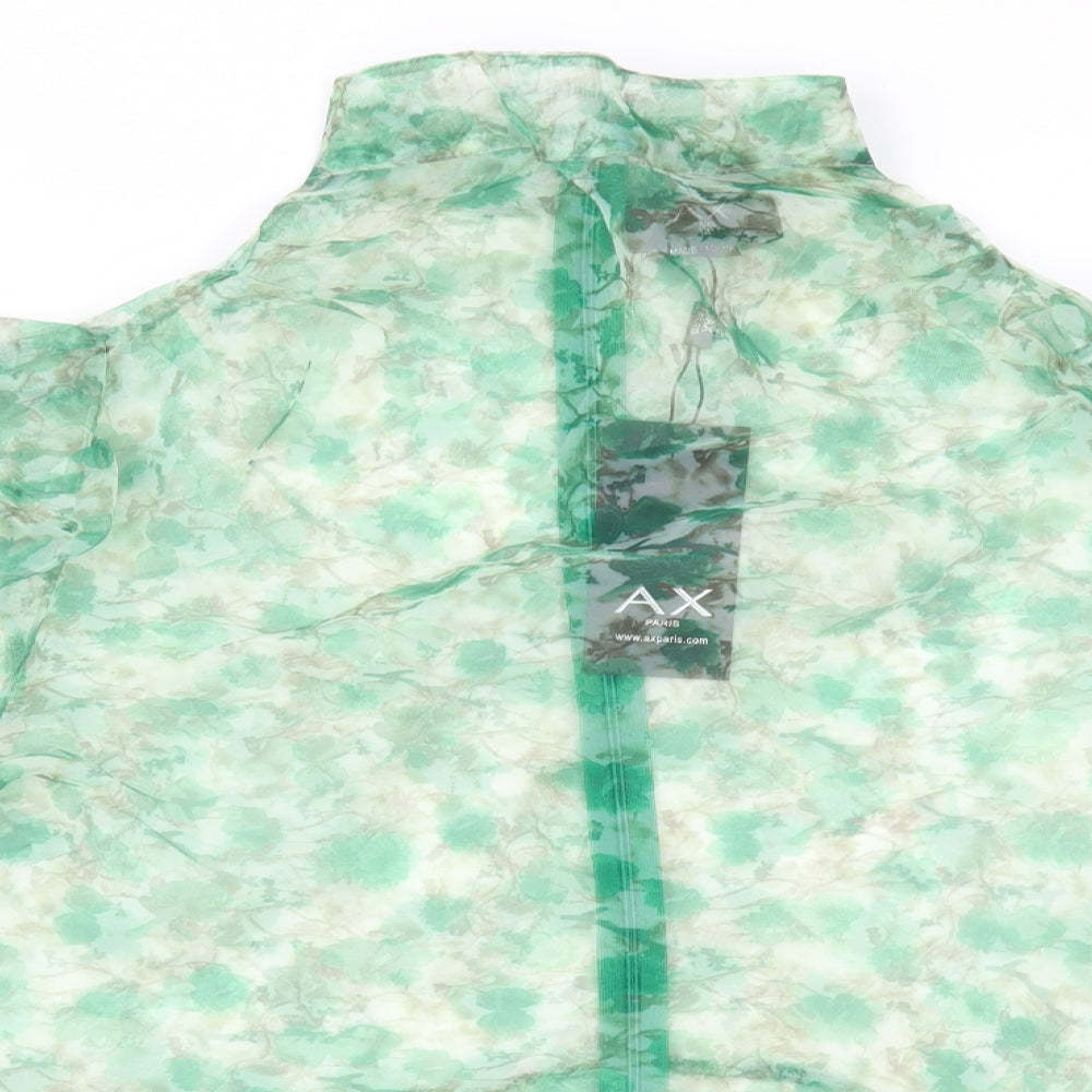 AX Paris Womens Green Floral Chiffon Basic Blouse Size 14