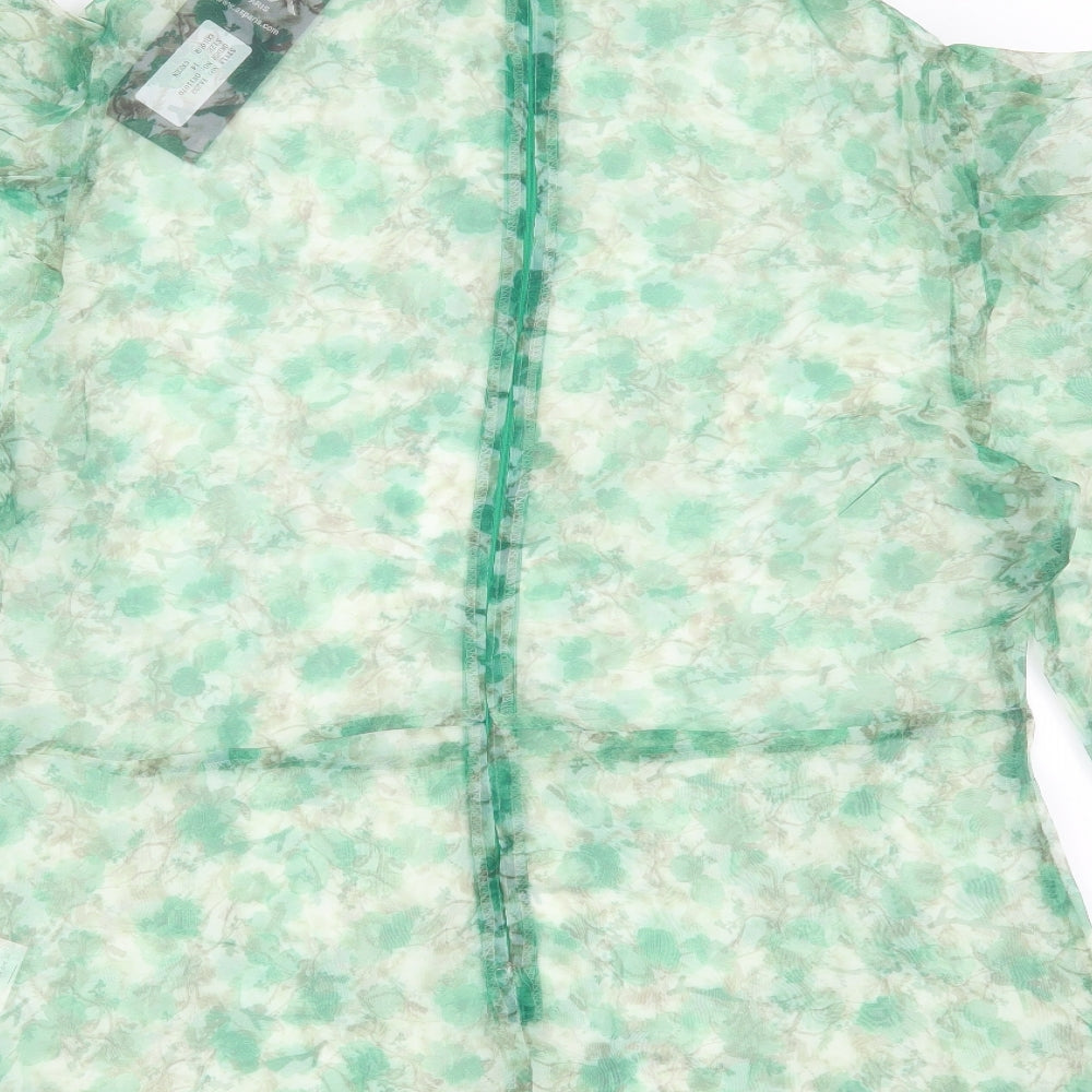 AX Paris Womens Green Floral Chiffon Basic Blouse Size 14