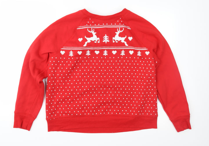 H&M Womens Red Pullover Sweatshirt Size M