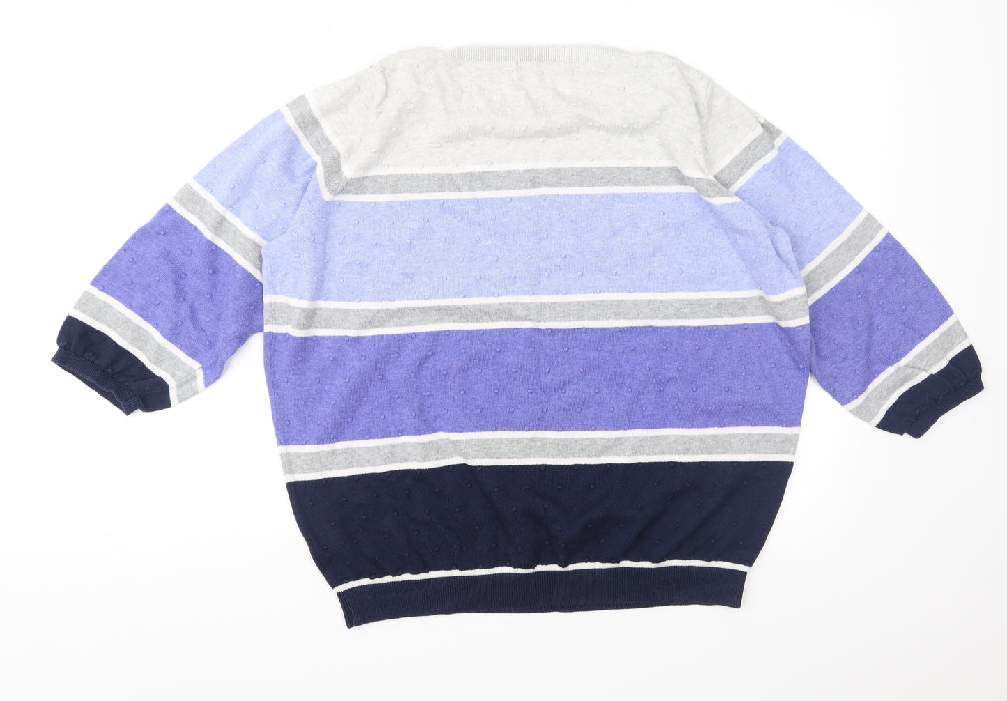 Bonmarché Womens Blue Striped Knit Pullover Jumper Size L