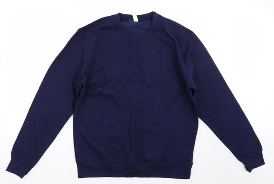 Front view of Allhoods men’s blue jumper, size L
