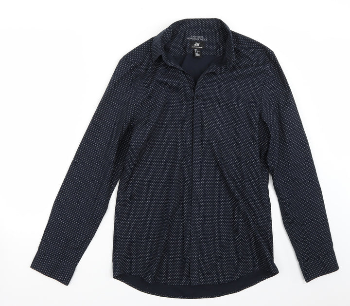 H&M Mens Blue Button-Up Size M