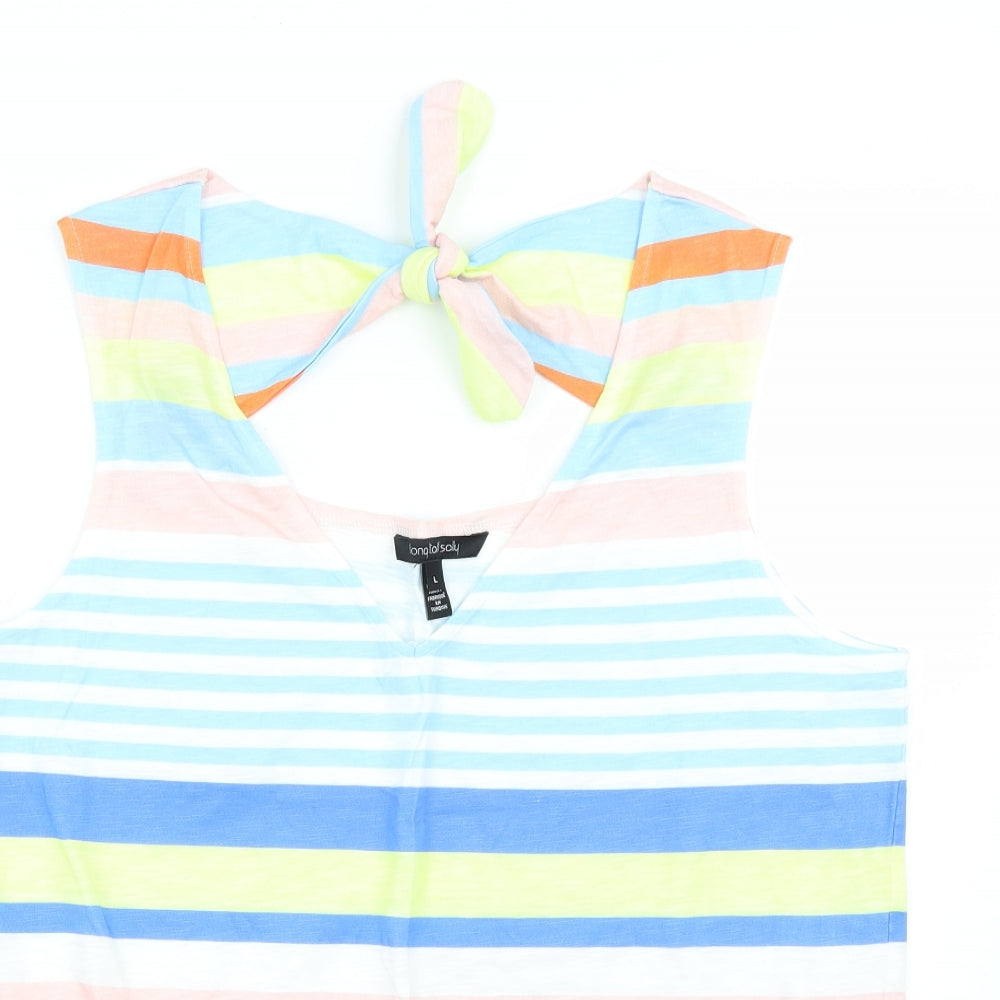 Long Tall Sally Womens Multicoloured Striped  Basic T-Shirt Size L