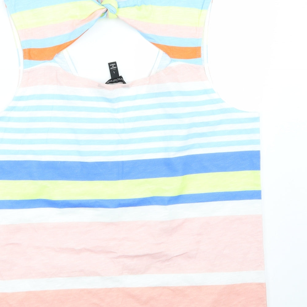 Long Tall Sally Womens Multicoloured Striped  Basic T-Shirt Size L