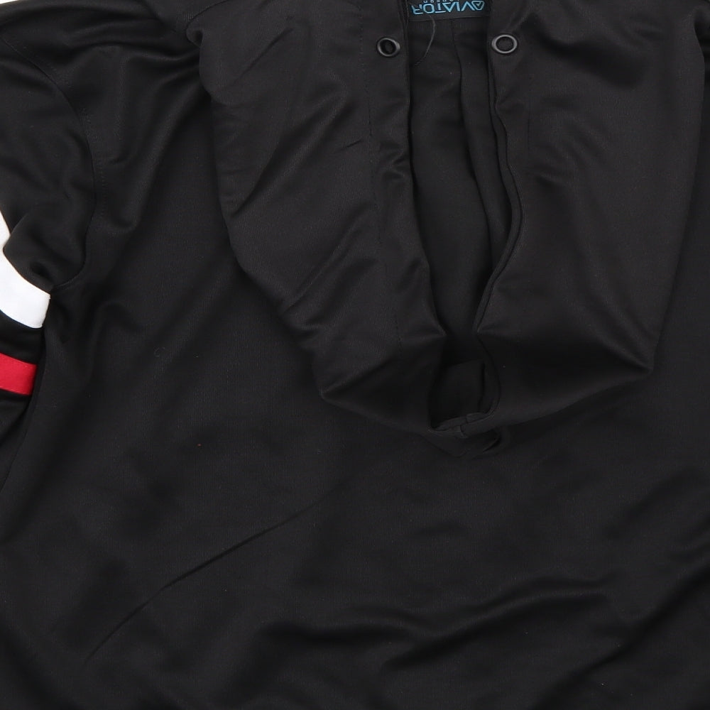 Aviator Mens Black  Rayon Jacket Coat Size S