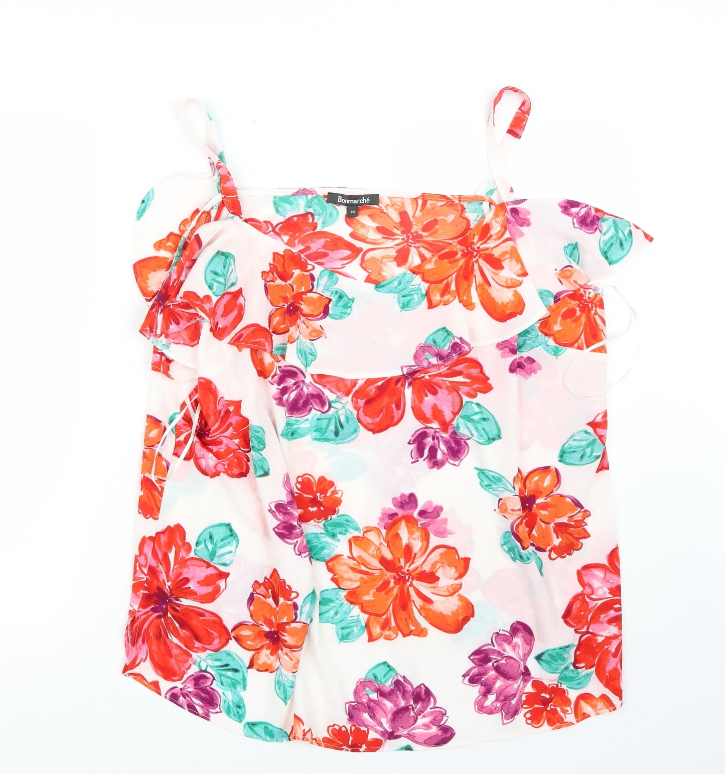 Bonmarché Womens White Floral  Basic T-Shirt Size 20