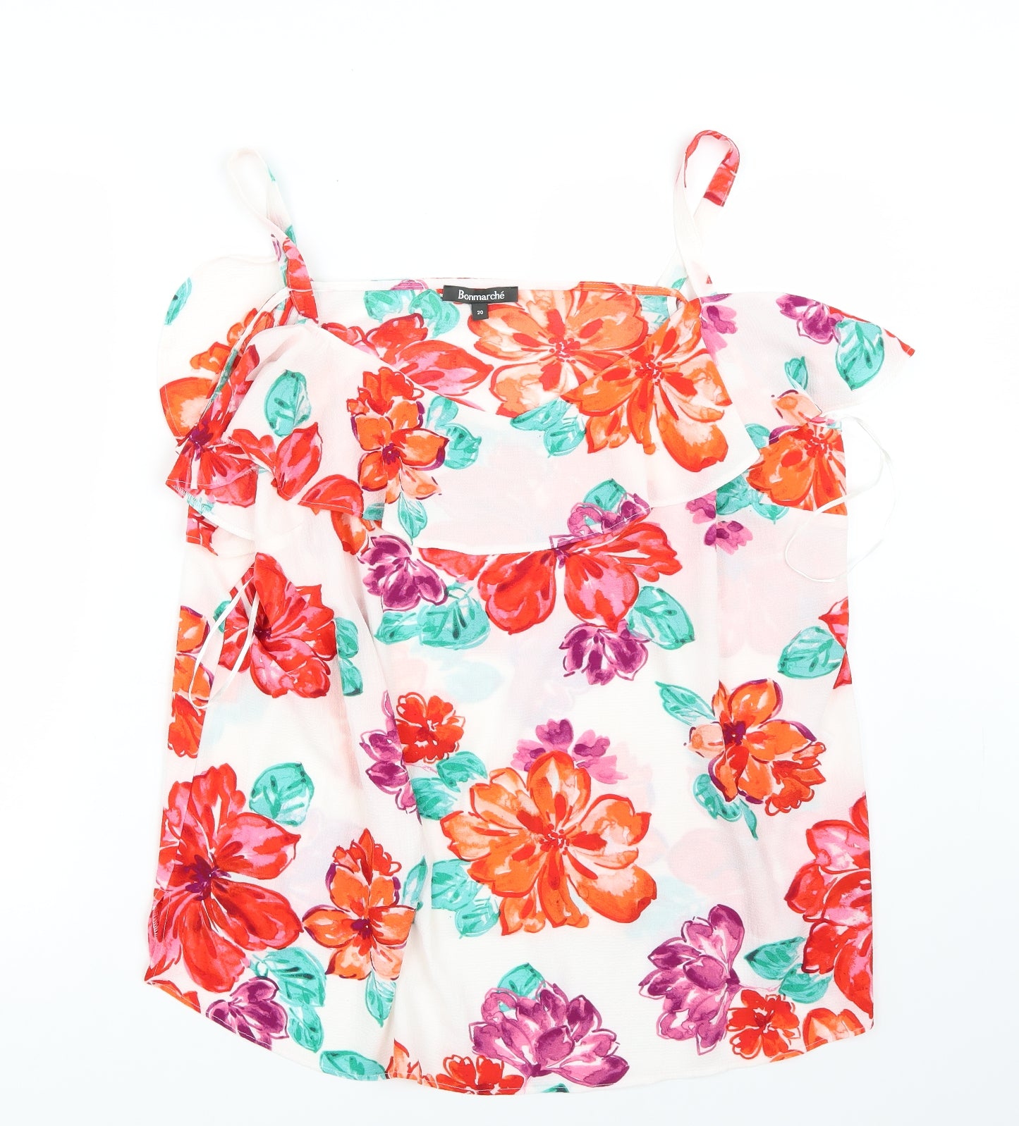 Bonmarché Womens White Floral  Basic T-Shirt Size 20