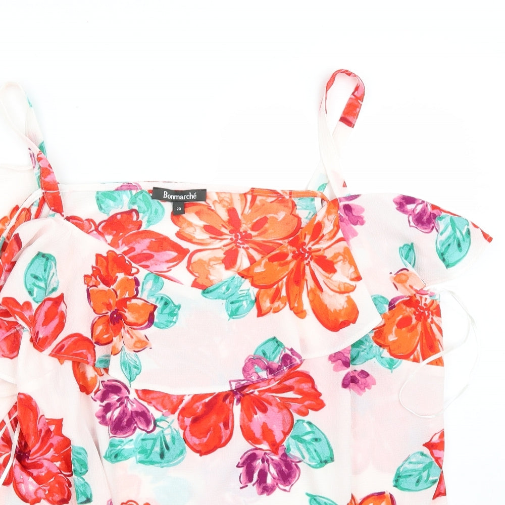Bonmarché Womens White Floral  Basic T-Shirt Size 20