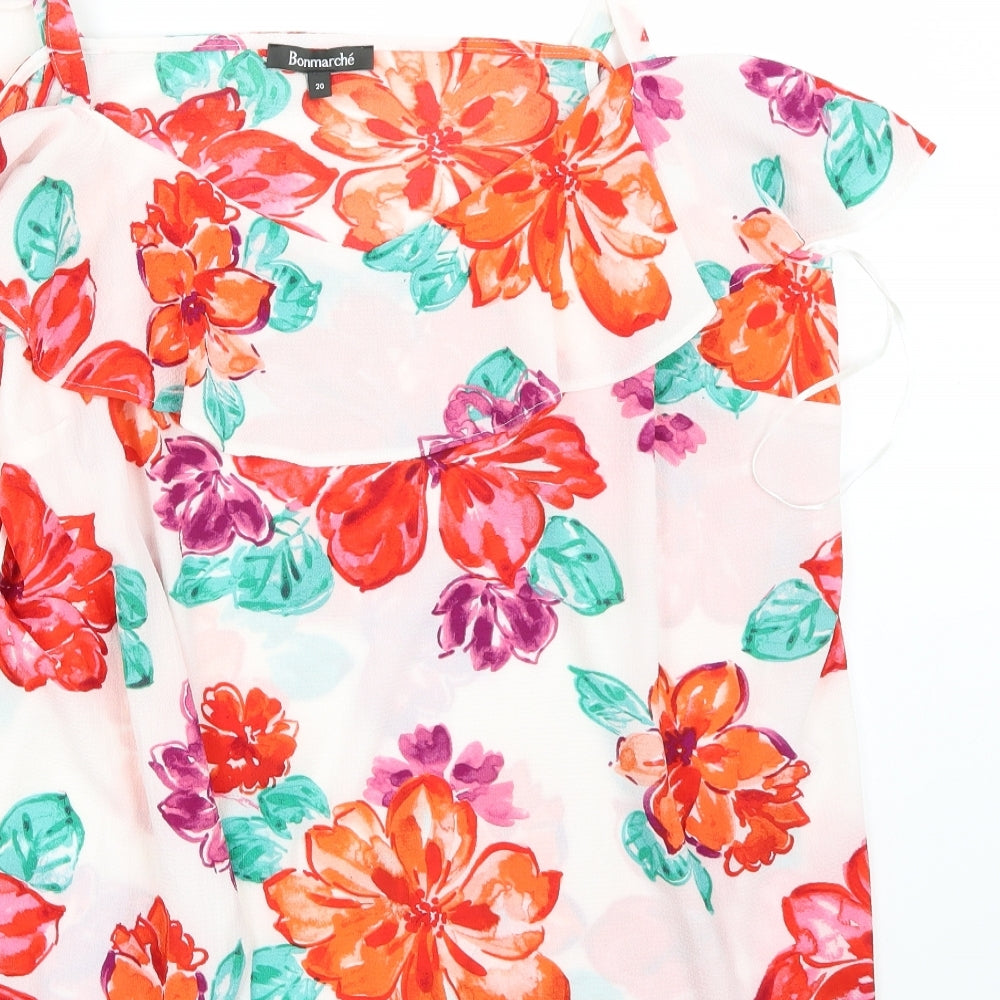 Bonmarché Womens White Floral  Basic T-Shirt Size 20