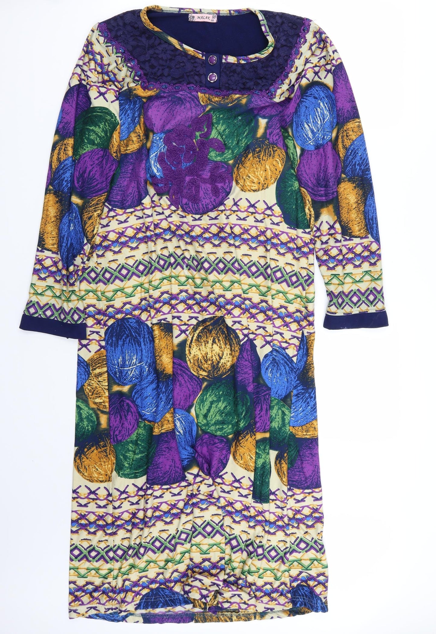 Malak Womens Multicoloured  Rayon A-Line  Size 20