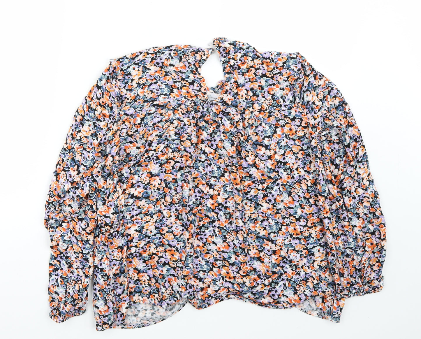 Vanessa zani Womens Black Floral  Basic Blouse Size S