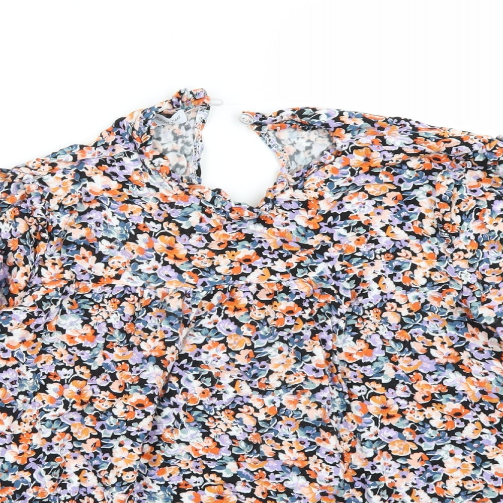 Vanessa zani Womens Black Floral  Basic Blouse Size S