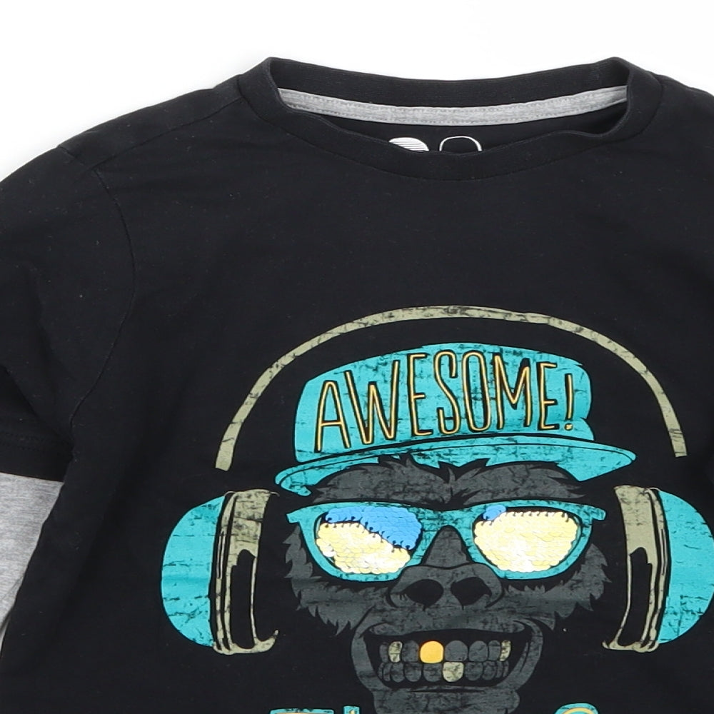 F&F Boys Black   Basic T-Shirt Size 6-7 Years