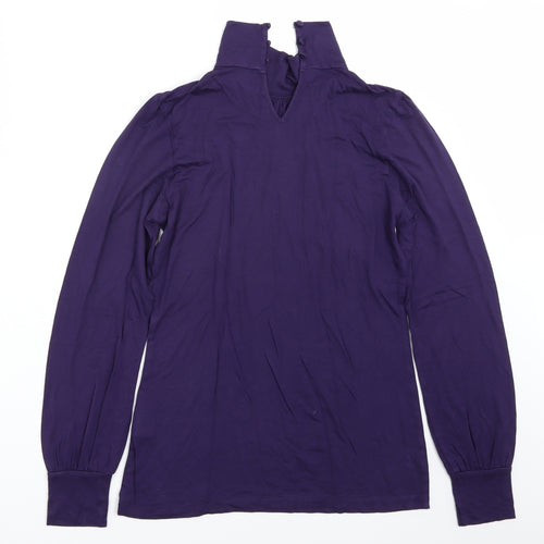 Oasis Womens Purple  Chambray Basic T-Shirt Size 12