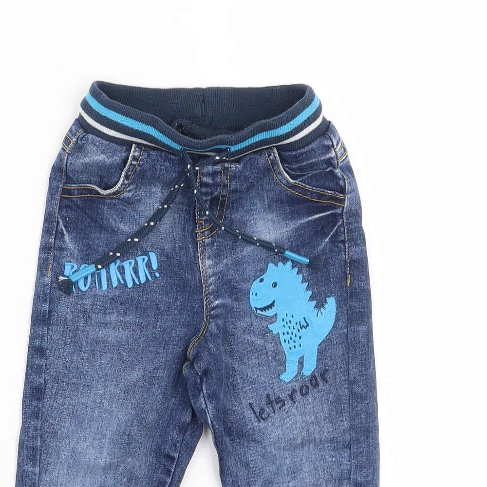 George Boys Blue   Cargo Jeans Size 18-24 Months  - Dinosaur