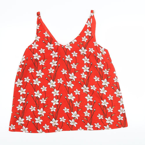 Papaya Womens Red Floral  Basic Blouse Size 16