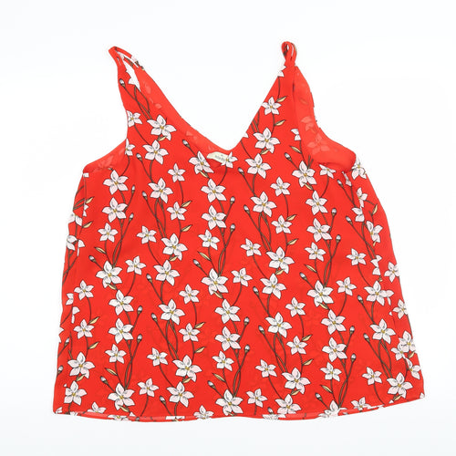 Papaya Womens Red Floral  Basic Blouse Size 16