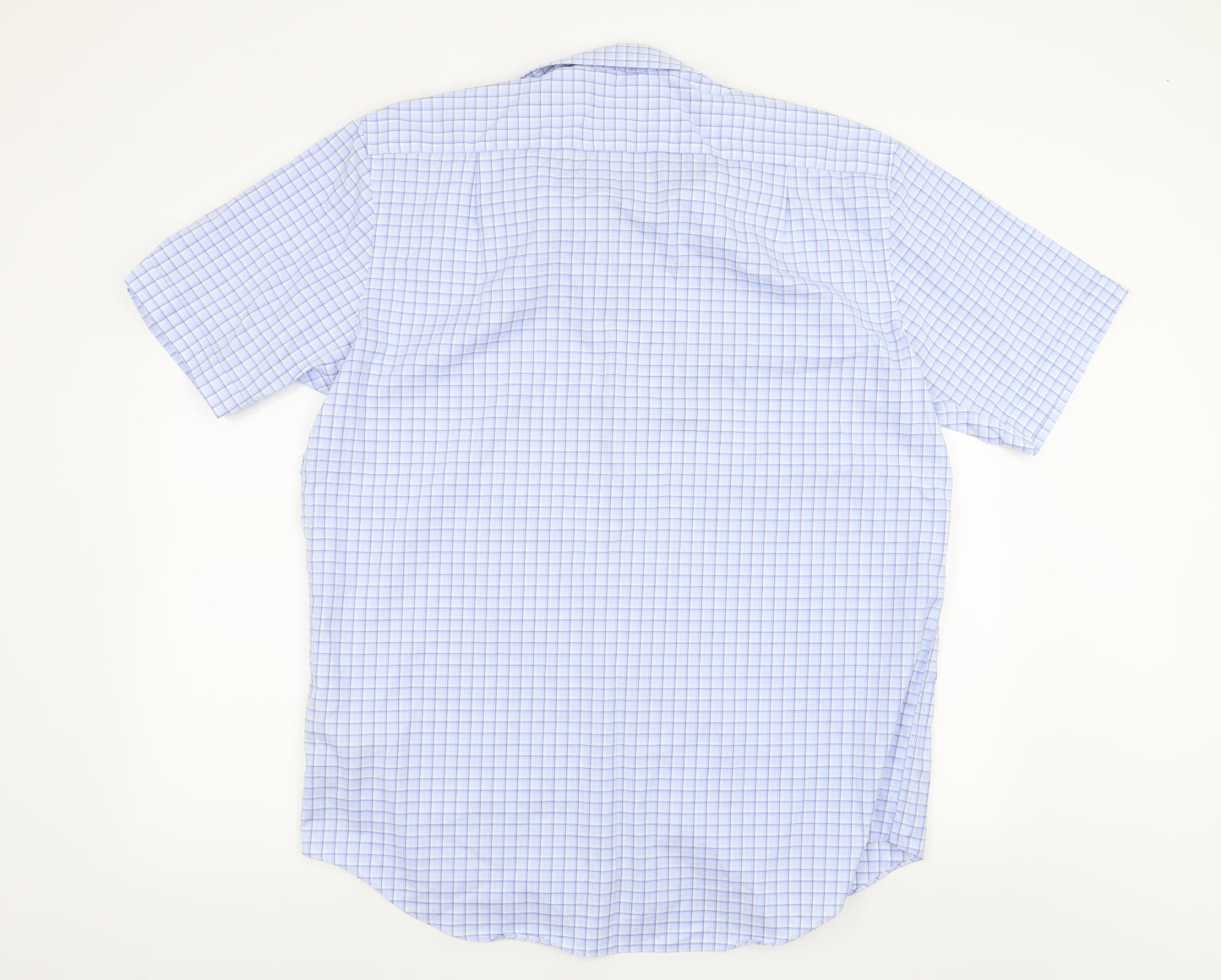 Marks and Spencer Mens Blue Check   Button-Up Size 16.5