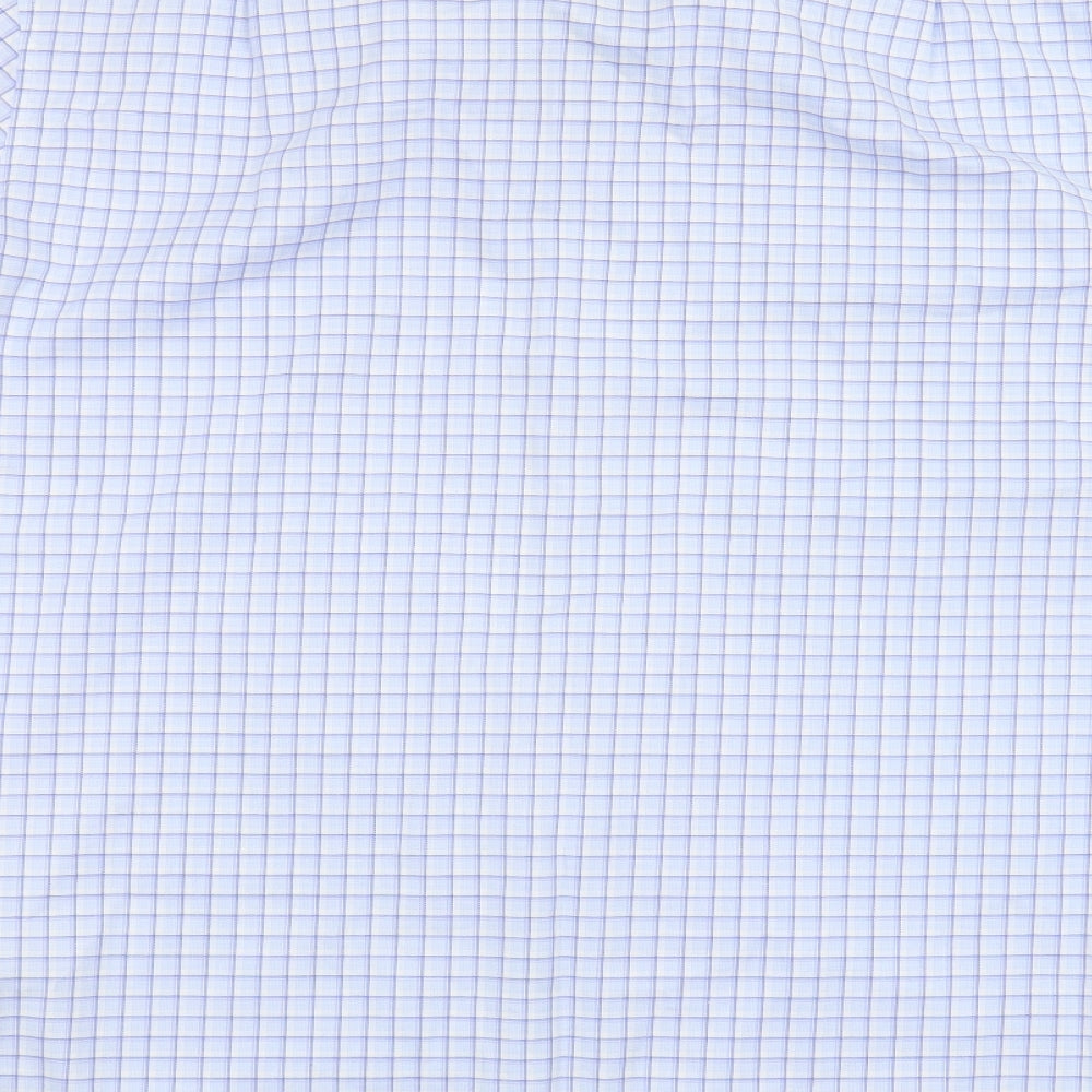Marks and Spencer Mens Blue Check   Button-Up Size 16.5