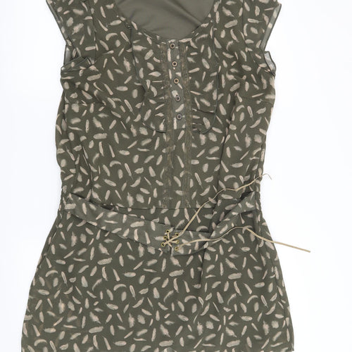 La Redoute Womens Green Geometric  Shift  Size 14  - Feather Print