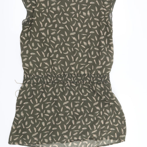 La Redoute Womens Green Geometric  Shift  Size 14  - Feather Print