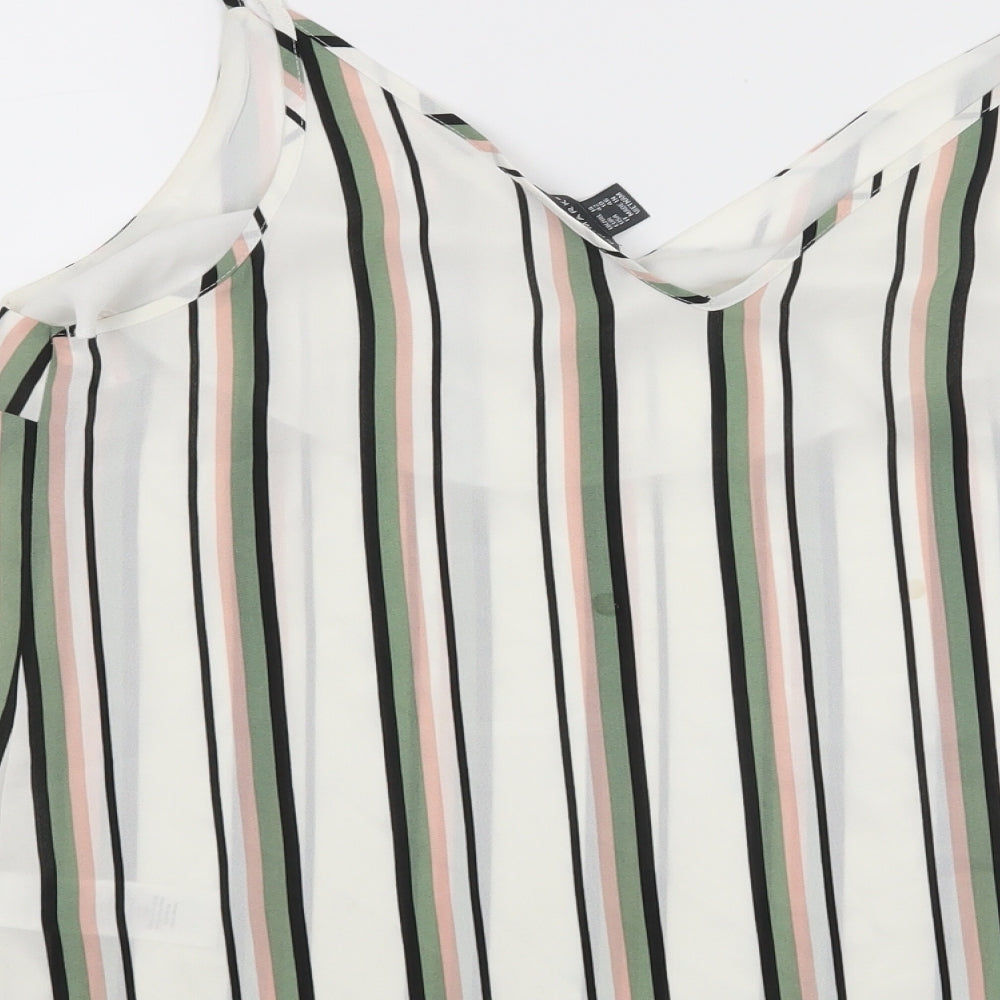 Primark Womens White Striped  Basic Blouse Size 14