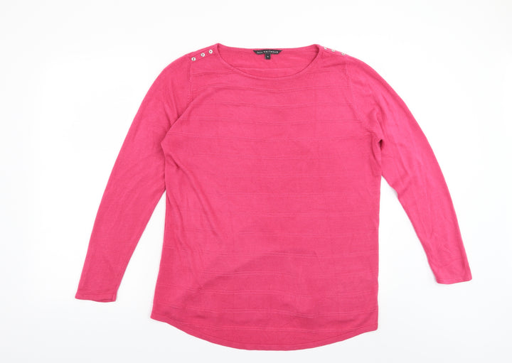 Bonmarché Womens Pink Striped  Henley Jumper Size 16