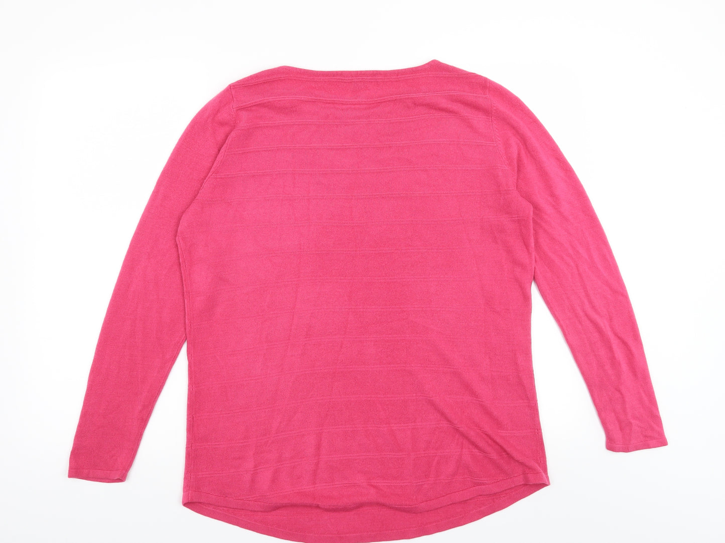 Bonmarché Womens Pink Striped  Henley Jumper Size 16