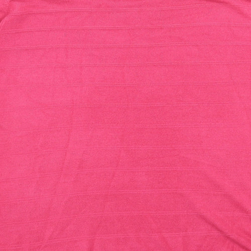 Bonmarché Womens Pink Striped  Henley Jumper Size 16