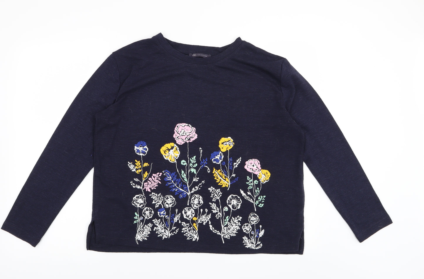 Marks and Spencer Womens Blue Floral  Pullover Sweatshirt Size 14